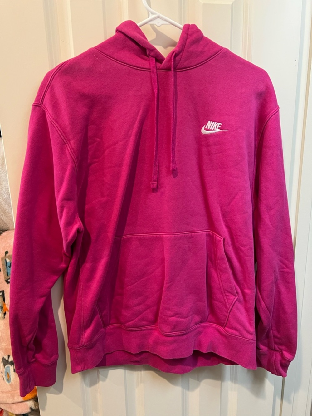Nike Fuchsia Pink Pullover Hoodie with White Logo